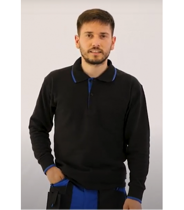 Polo de manga larga con ojo de pájaro Negro / Azulina