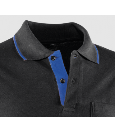 Polo de manga larga con ojo de pájaro Negro / Azulina