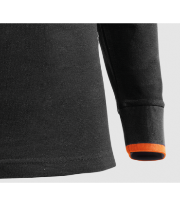 Polo de manga larga con ojo de pájaro Negro / Naranja