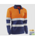 Polo manga larga bicolor transpirable alta visibilidad Naranja