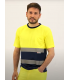 Camiseta transpirable bicolor de manga corta con bandas reflectantes Amarillo