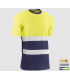 Camiseta transpirable bicolor de manga corta con bandas reflectantes Amarillo