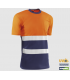 Camiseta transpirable bicolor de manga corta con bandas reflectantes Naranja