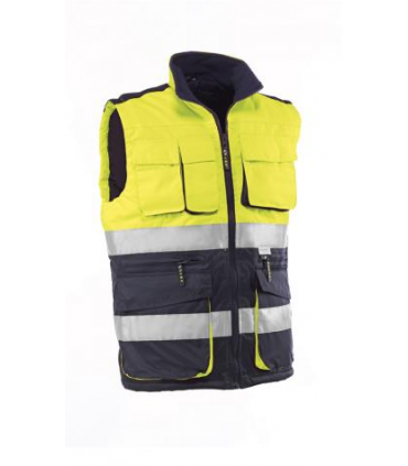 Chaleco multibolsillos de alta visibilidad Amarillo fluor/azul