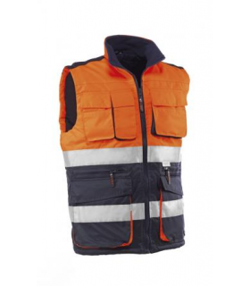 Chaleco multibolsillos de alta visibilidad Naranja fluor/azul