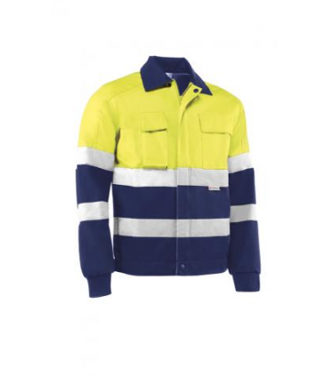 Chaqueta multibosillos bicolor con bandas reflectantes Amarilla