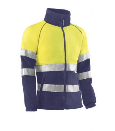 Forro polar bicolor Amarillo fluor/azul