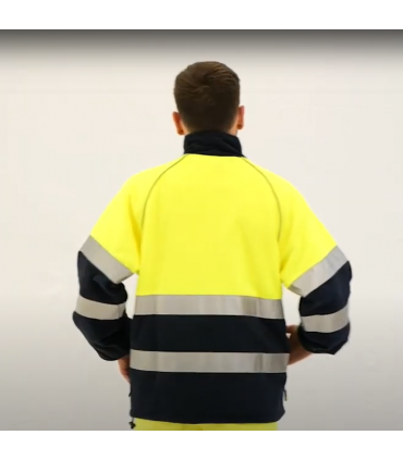 Forro polar bicolor Amarillo fluor/azul