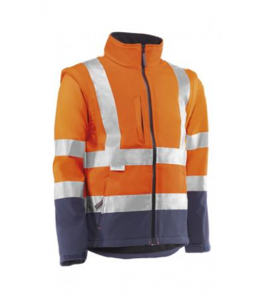 Chaqueta cortavientos de alta visibilidad con mangas desmontables Naranja