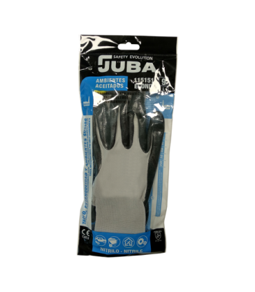 Guante sin costuras de nylon® recubierto de nitrilo estanco Gris/Negro