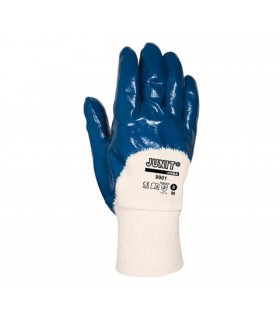 Guante de nitrilo estanco pesado sobre soporte de algodón tipo jersey Azul
