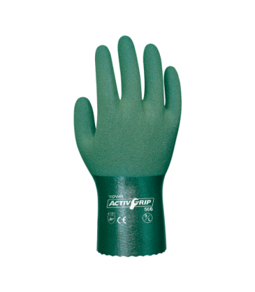 Guante de nitrilo poroso Microfinish® sobre soporte de algodón sin costuras Verde