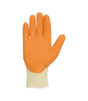 Guante sin costuras de poliéster recubierto de látex rugoso Naranja