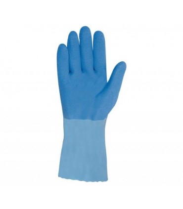 Guante de látex natural sobre soporte de algodón Azul