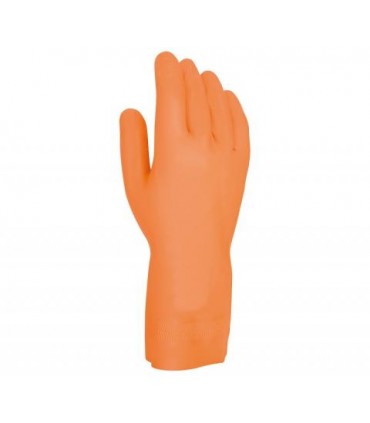 Guante sin soporte de látex y neopreno flocado ligero, color naranja