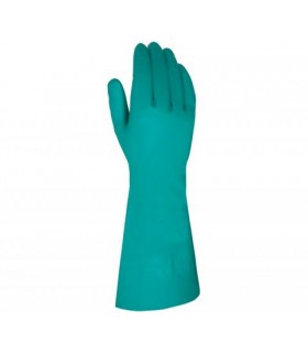 Guante sin soporte de nitrilo flocado color verde, largo 38 cm Verde