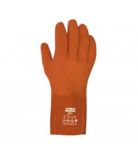 Guante de PVC sin costuras con soporte de algodón Naranja