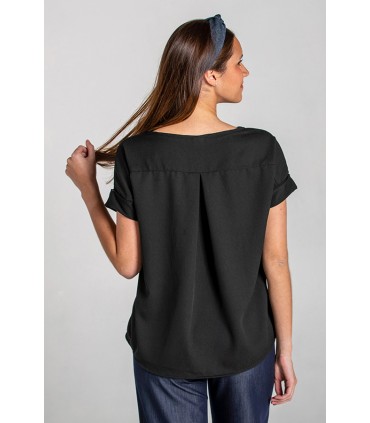 Camiseta negra fluida manga corta