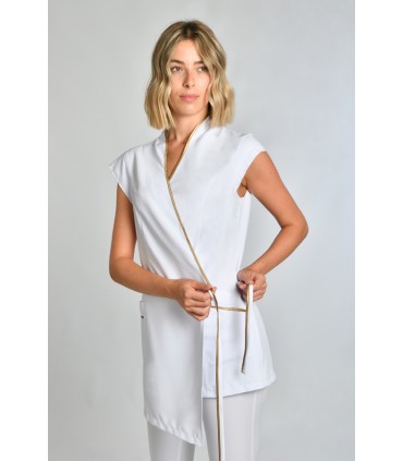 Estola kimono spa blanca vivo dorado