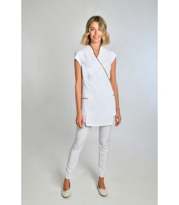 Estola kimono spa blanca vivo dorado