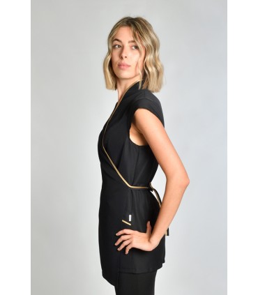 Estola kimono spa negra vivo dorado