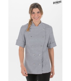 Chaqueta cocinera gris manga 3/4