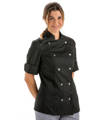 Chaqueta cocinera negra manga 3/4