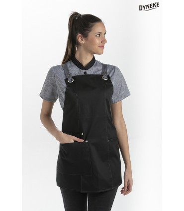 Delantal peto chica bolsillos negro