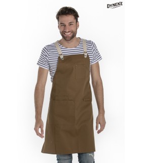 Delantal peto unisex bolsillos marrón