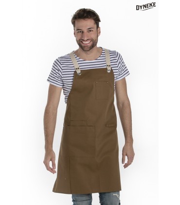 Delantal peto unisex bolsillos marrón