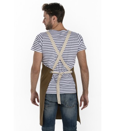 Delantal peto unisex bolsillos marrón