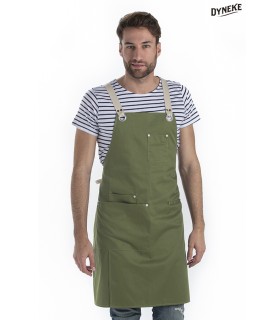 Delantal peto unisex bolsillos verde militar