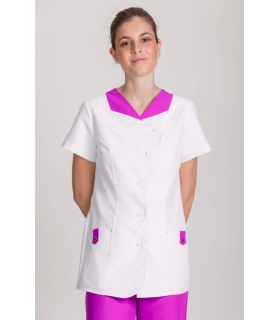 CASACA MUJER MANGA CORTA CRUZADA BICOLOR MICROFIBRA ANTIBACTERIANA